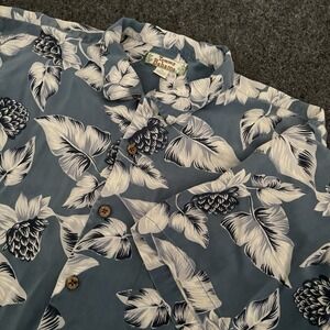 Tommy‎ Bahama Shirt Mens XL Blue Silk Hawaiian Floral Aloha Button Up